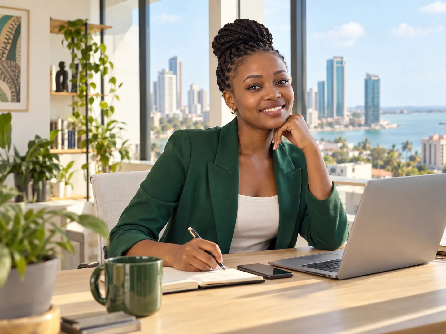 Illustration of a Tanzanian professional planning her next step